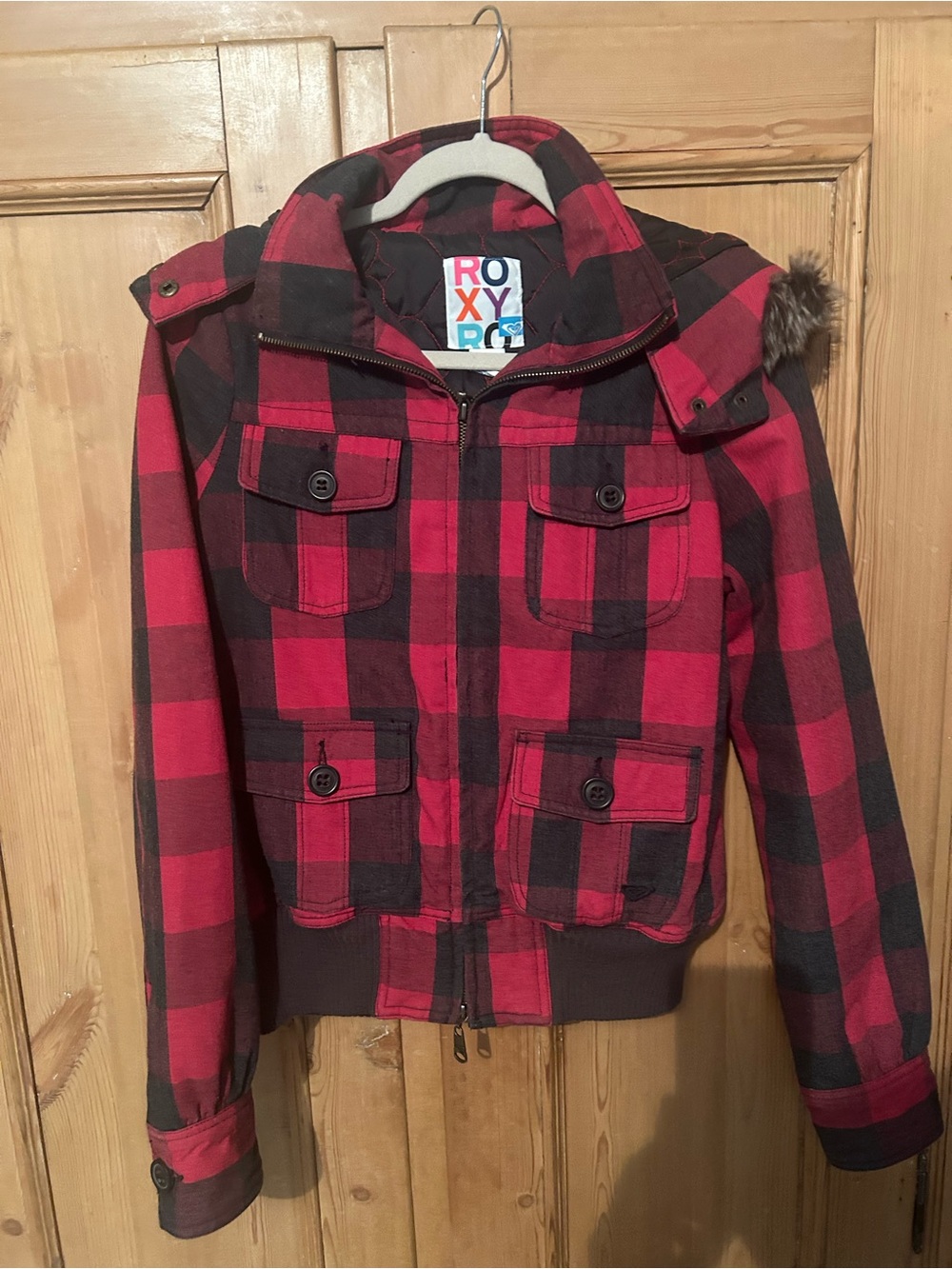 Roxy plaid bomber Jacket M